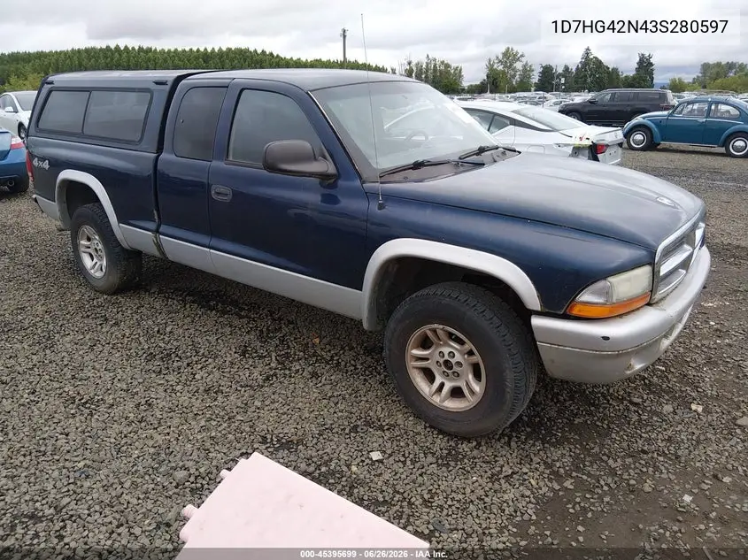 2003 Dodge Dakota Slt VIN: 1D7HG42N43S280597 Lot: 45395699