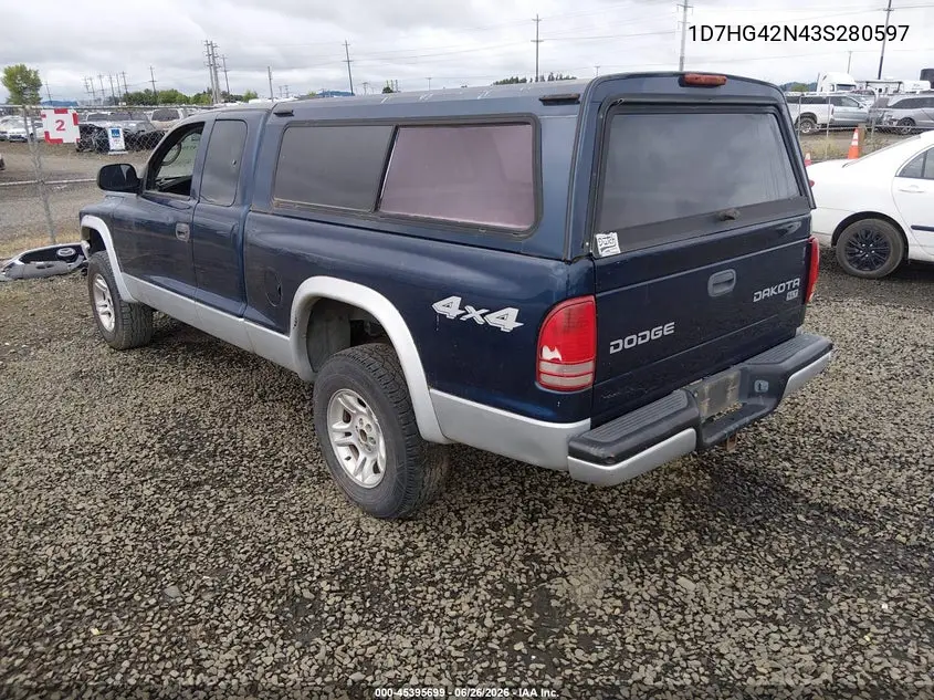 2003 Dodge Dakota Slt VIN: 1D7HG42N43S280597 Lot: 45395699
