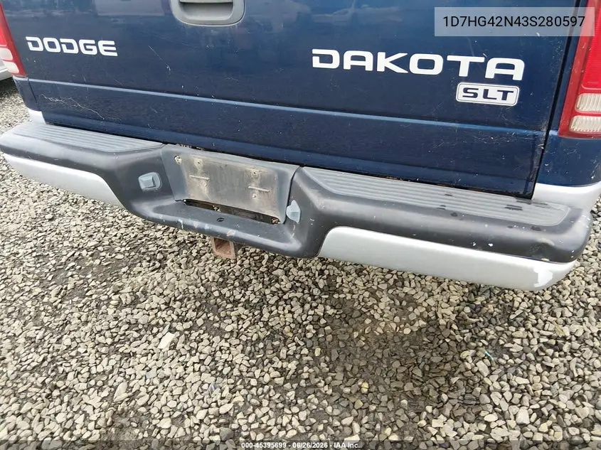 2003 Dodge Dakota Slt VIN: 1D7HG42N43S280597 Lot: 45395699