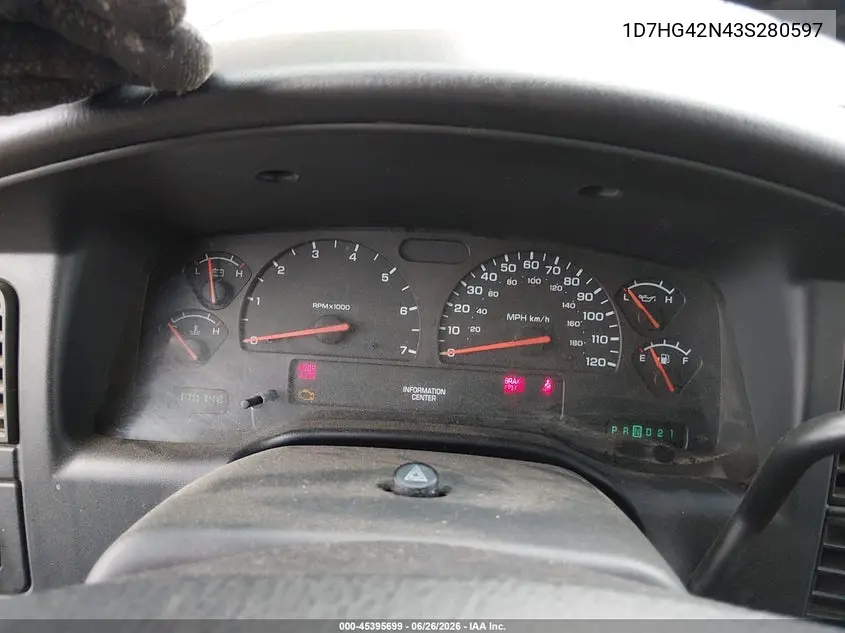 2003 Dodge Dakota Slt VIN: 1D7HG42N43S280597 Lot: 45395699
