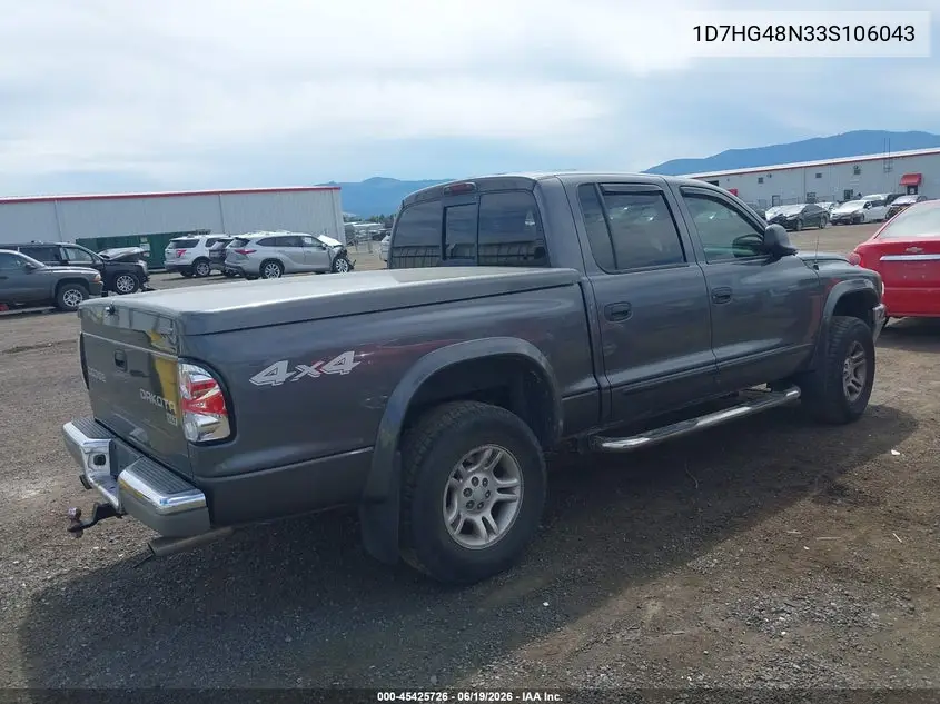 2003 Dodge Dakota Slt VIN: 1D7HG48N33S106043 Lot: 45425726