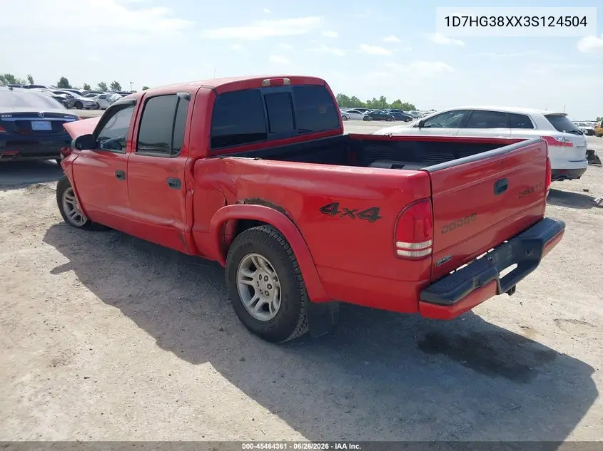 2003 Dodge Dakota Sport/Sxt VIN: 1D7HG38XX3S124504 Lot: 45464361