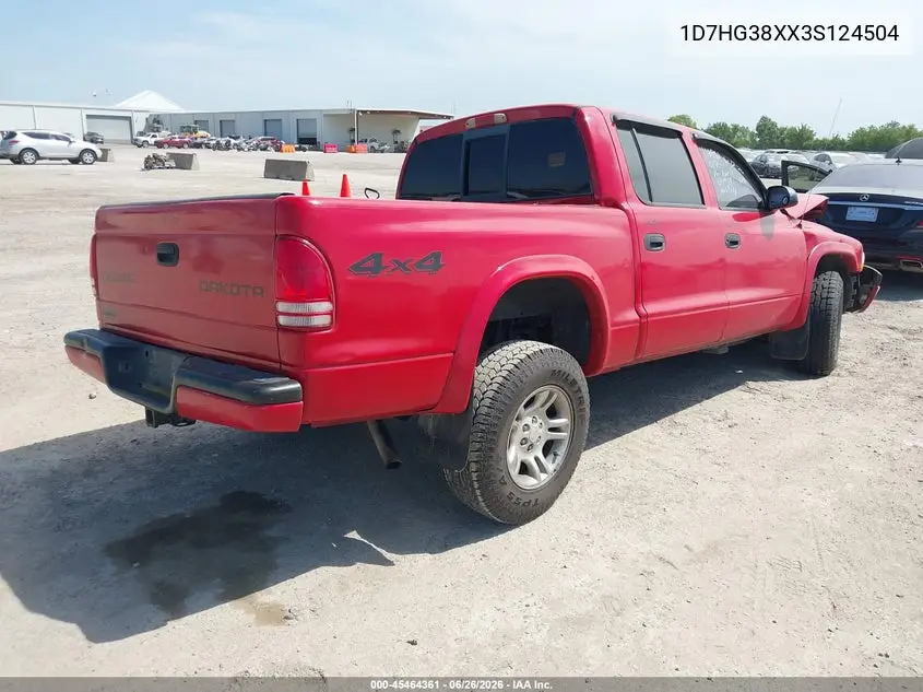 2003 Dodge Dakota Sport/Sxt VIN: 1D7HG38XX3S124504 Lot: 45464361