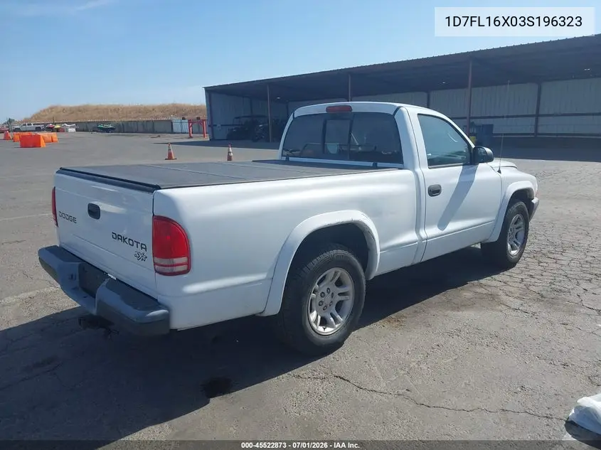 2003 Dodge Dakota VIN: 1D7FL16X03S196323 Lot: 45522873