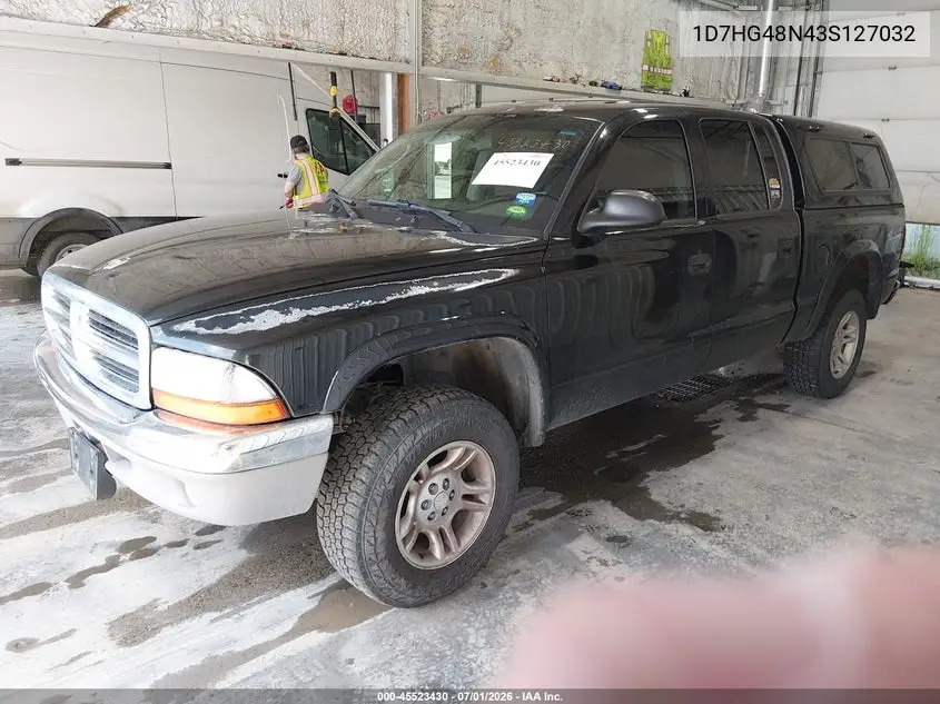 2003 Dodge Dakota Slt VIN: 1D7HG48N43S127032 Lot: 45523430
