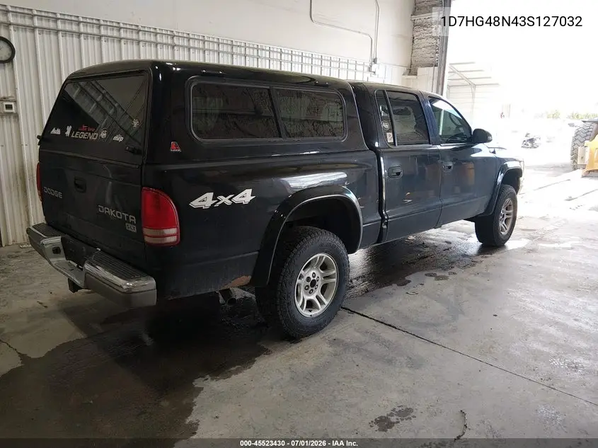 2003 Dodge Dakota Slt VIN: 1D7HG48N43S127032 Lot: 45523430