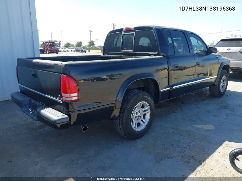 2003 Dodge Dakota Sport/Sxt VIN: 1D7HL38N13S196363 Lot: 45524132