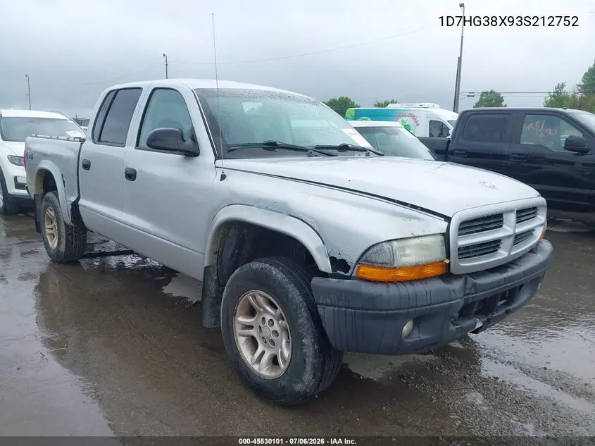 2003 Dodge Dakota Sport/Sxt VIN: 1D7HG38X93S212752 Lot: 45530101