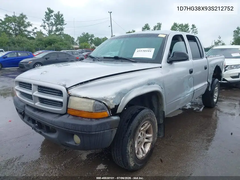 2003 Dodge Dakota Sport/Sxt VIN: 1D7HG38X93S212752 Lot: 45530101