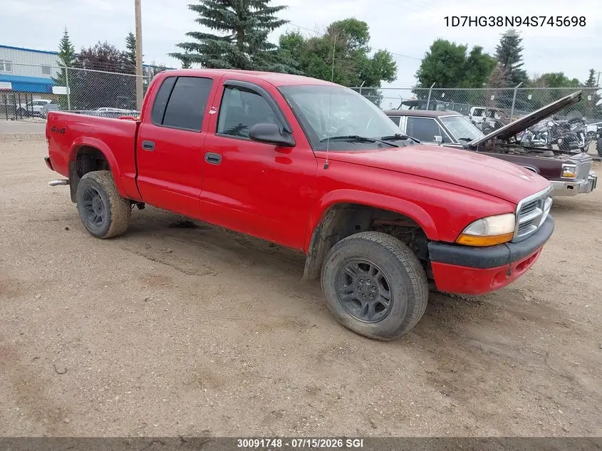 2004 Dodge Dakota Quad Sport VIN: 1D7HG38N94S745698 Lot: 30091748