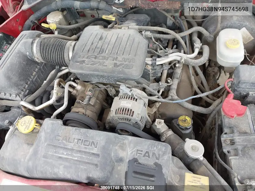 2004 Dodge Dakota Quad Sport VIN: 1D7HG38N94S745698 Lot: 30091748