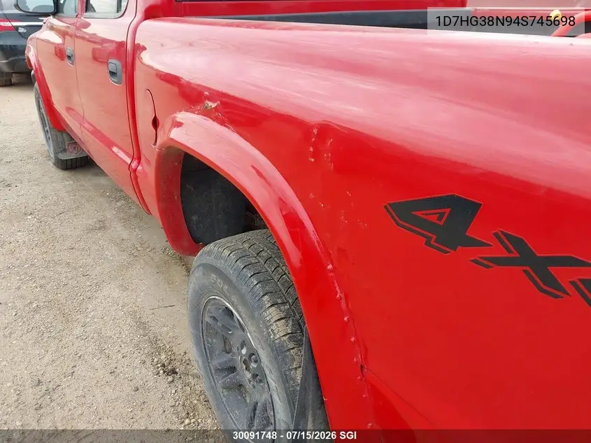2004 Dodge Dakota Quad Sport VIN: 1D7HG38N94S745698 Lot: 30091748