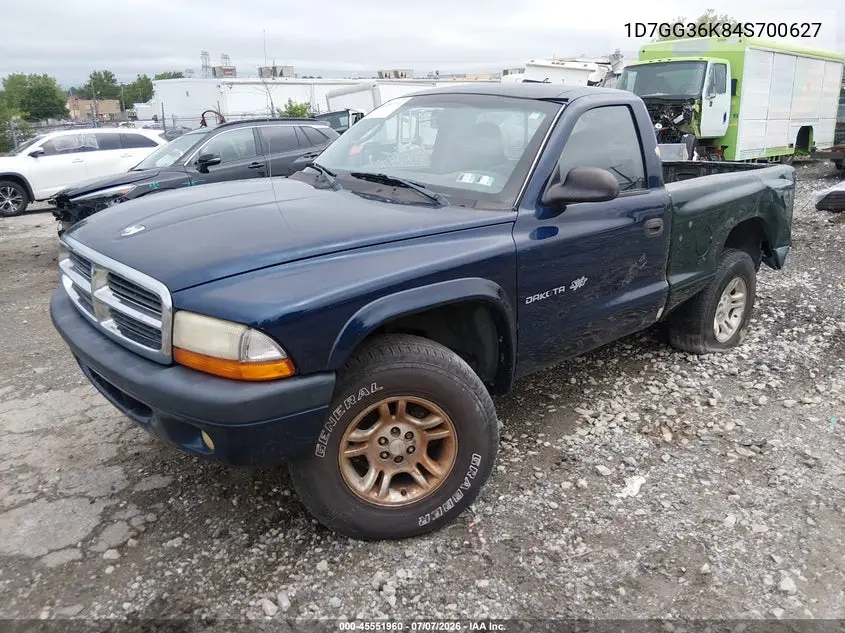 2004 Dodge Dakota Sport VIN: 1D7GG36K84S700627 Lot: 45551960