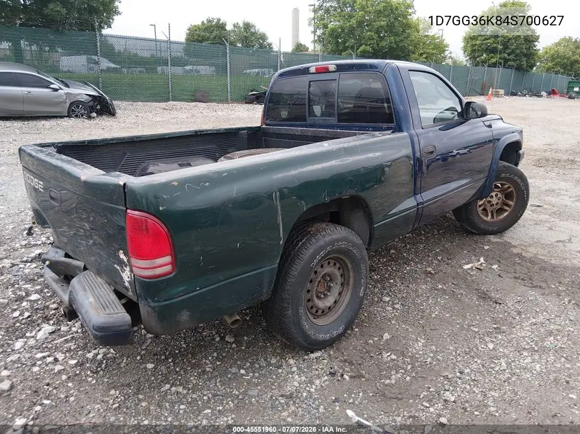 2004 Dodge Dakota Sport VIN: 1D7GG36K84S700627 Lot: 45551960