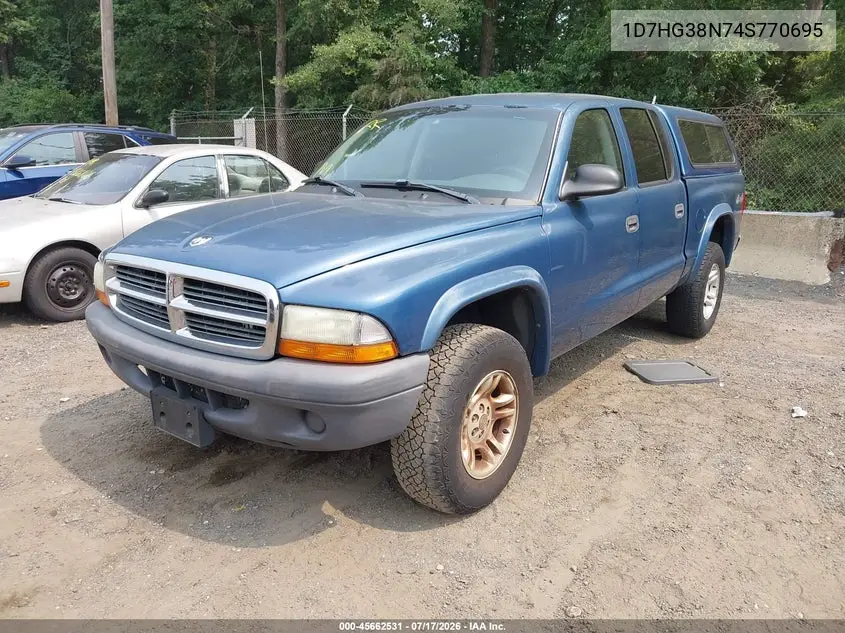 2004 Dodge Dakota Sport/Sxt VIN: 1D7HG38N74S770695 Lot: 45662531