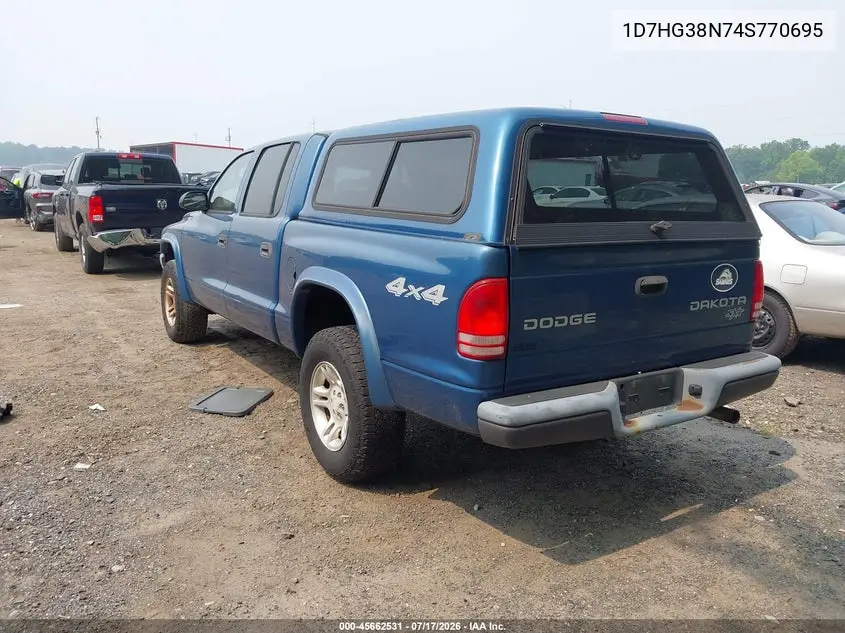 2004 Dodge Dakota Sport/Sxt VIN: 1D7HG38N74S770695 Lot: 45662531