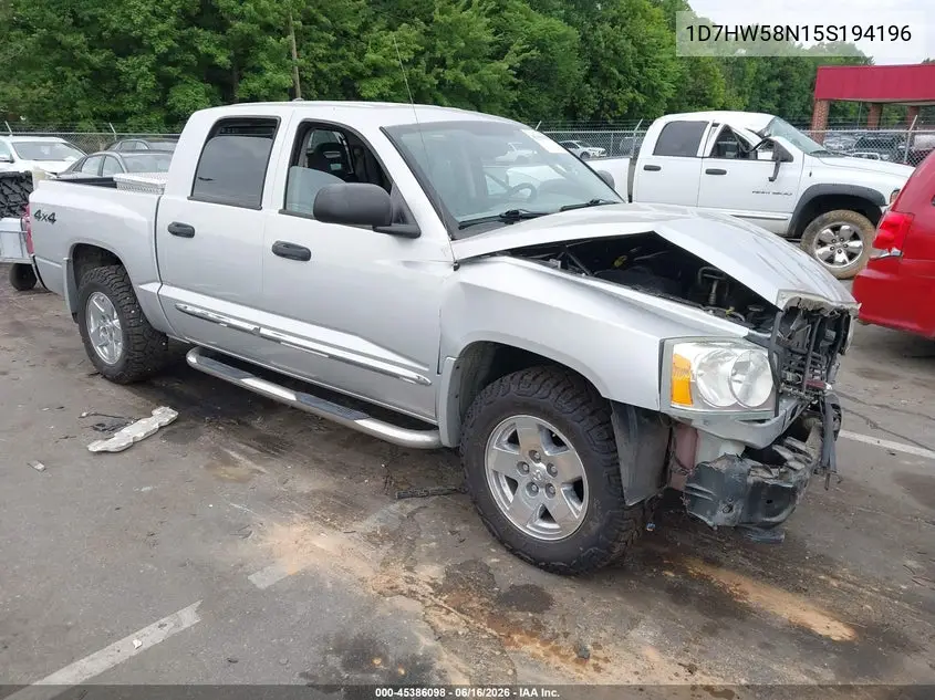 2005 Dodge Dakota Laramie VIN: 1D7HW58N15S194196 Lot: 45386098
