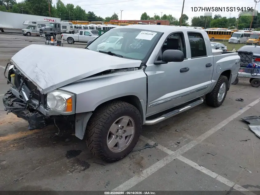 2005 Dodge Dakota Laramie VIN: 1D7HW58N15S194196 Lot: 45386098