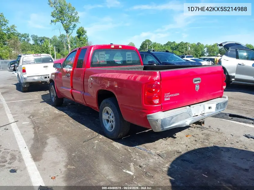 2005 Dodge Dakota Slt VIN: 1D7HE42KX5S214988 Lot: 45460578