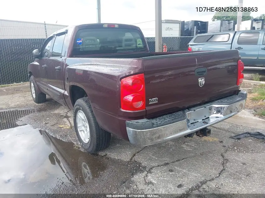 2005 Dodge Dakota Slt VIN: 1D7HE48N25S138863 Lot: 45596690