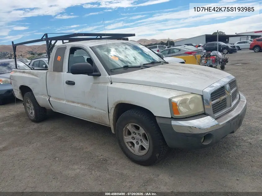 2005 Dodge Dakota Slt VIN: 1D7HE42K75S193985 Lot: 45685498