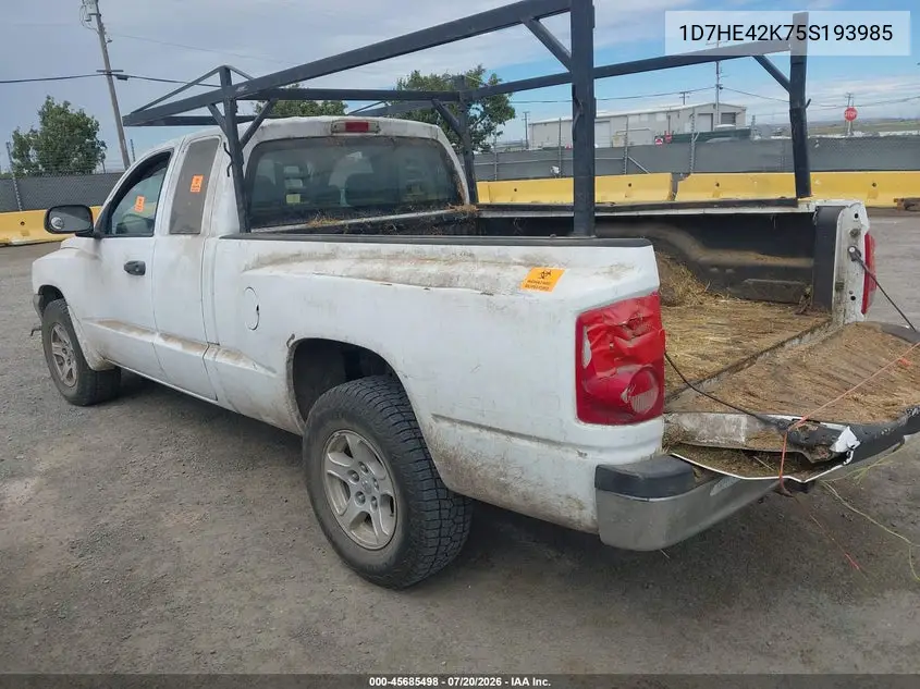 2005 Dodge Dakota Slt VIN: 1D7HE42K75S193985 Lot: 45685498