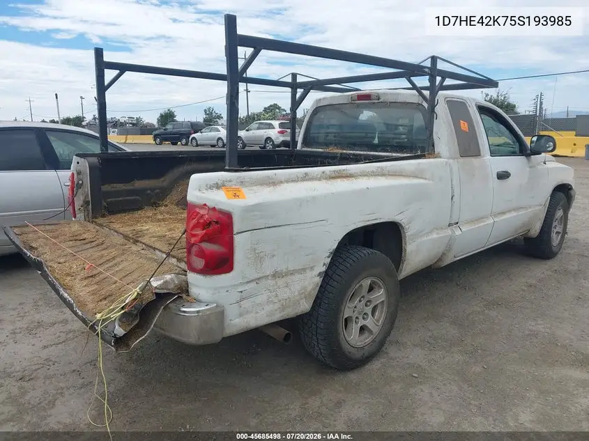 2005 Dodge Dakota Slt VIN: 1D7HE42K75S193985 Lot: 45685498