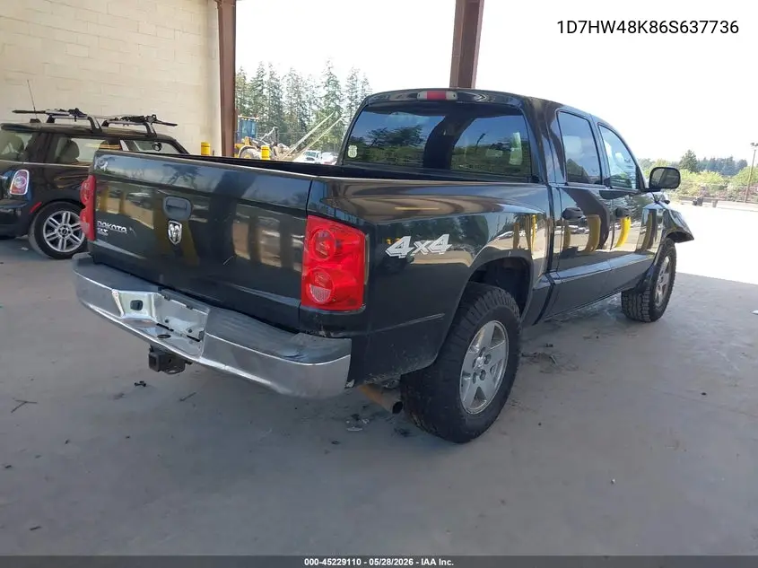 2006 Dodge Dakota Slt VIN: 1D7HW48K86S637736 Lot: 45229110