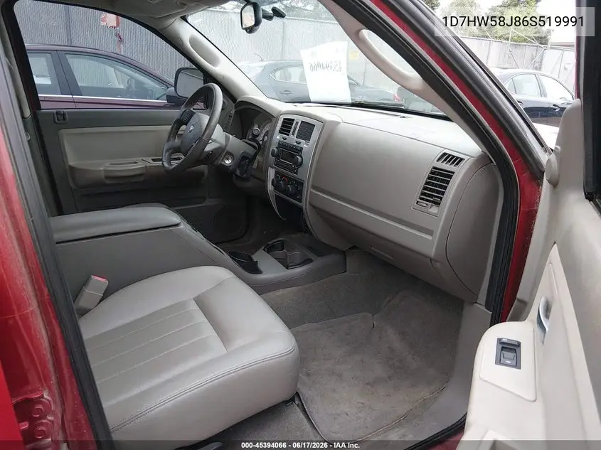 2006 Dodge Dakota Laramie VIN: 1D7HW58J86S519991 Lot: 45394066