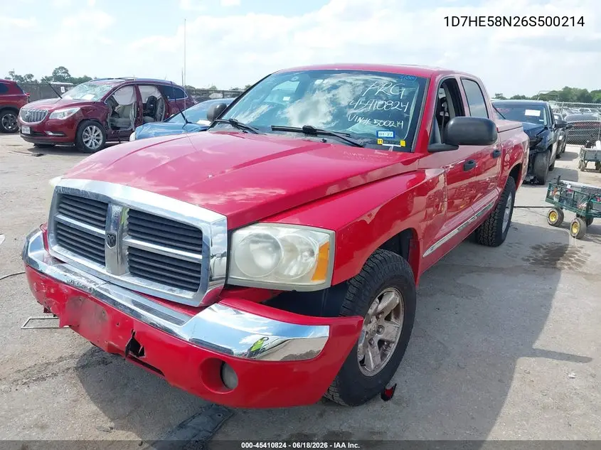 2006 Dodge Dakota Laramie VIN: 1D7HE58N26S500214 Lot: 45410824