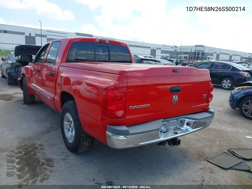 2006 Dodge Dakota Laramie VIN: 1D7HE58N26S500214 Lot: 45410824