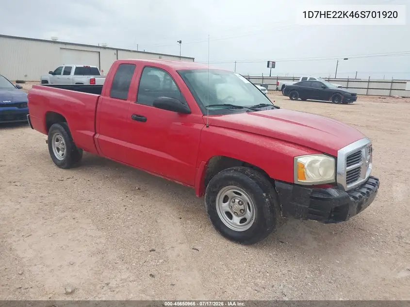 2006 Dodge Dakota St VIN: 1D7HE22K46S701920 Lot: 45650966