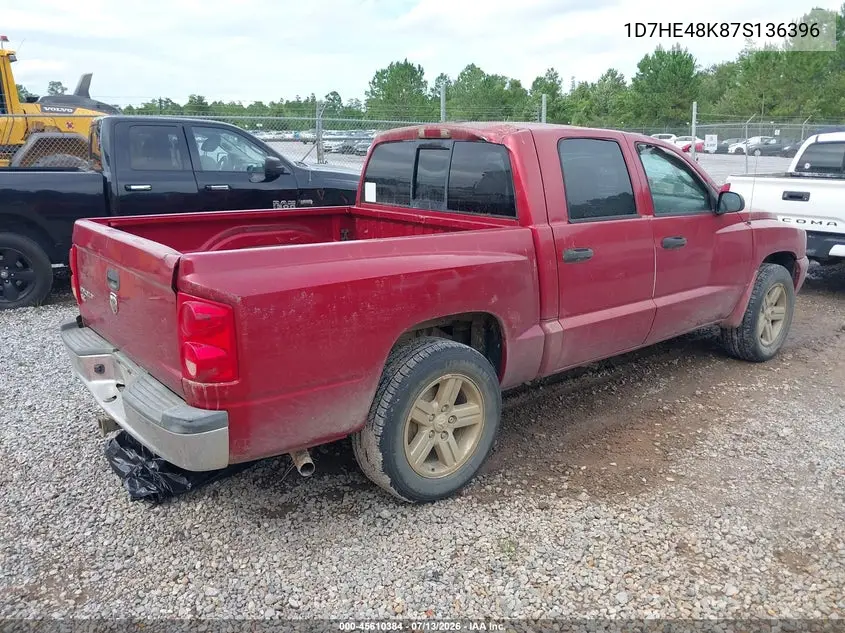 2007 Dodge Dakota Slt VIN: 1D7HE48K87S136396 Lot: 45610384