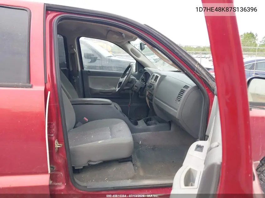2007 Dodge Dakota Slt VIN: 1D7HE48K87S136396 Lot: 45610384