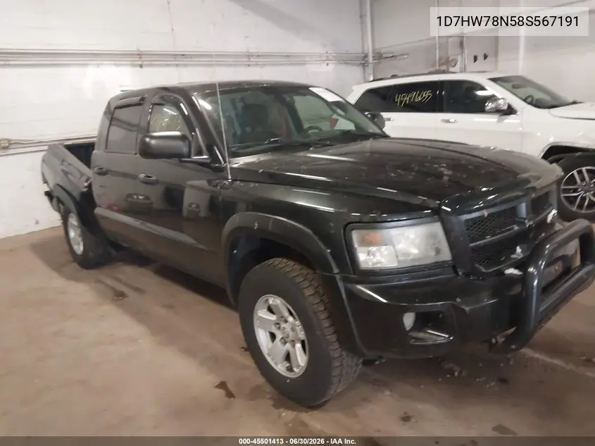 2008 Dodge Dakota Trx VIN: 1D7HW78N58S567191 Lot: 45501413