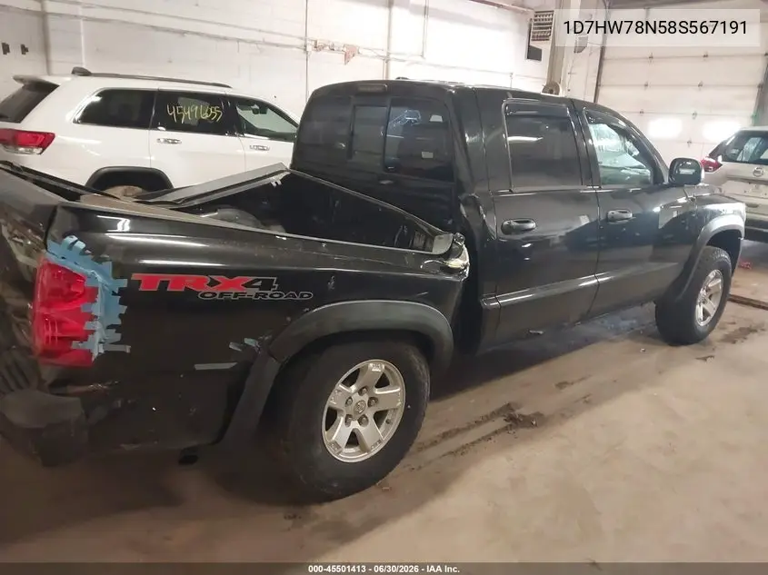 2008 Dodge Dakota Trx VIN: 1D7HW78N58S567191 Lot: 45501413