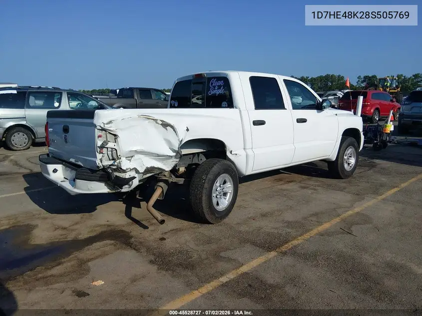 2008 Dodge Dakota Slt VIN: 1D7HE48K28S505769 Lot: 45528727