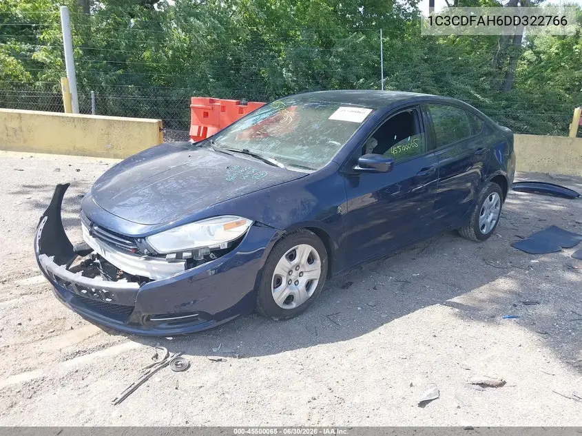 2013 Dodge Dart Aero VIN: 1C3CDFAH6DD322766 Lot: 45500065