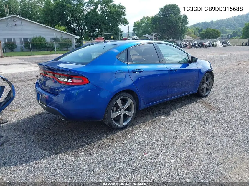 2013 Dodge Dart Gt VIN: 1C3CDFCB9DD315688 Lot: 45570113
