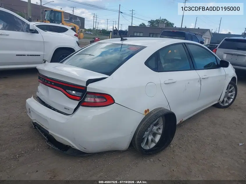 2013 Dodge Dart Sxt VIN: 1C3CDFBA0DD195000 Lot: 45587525