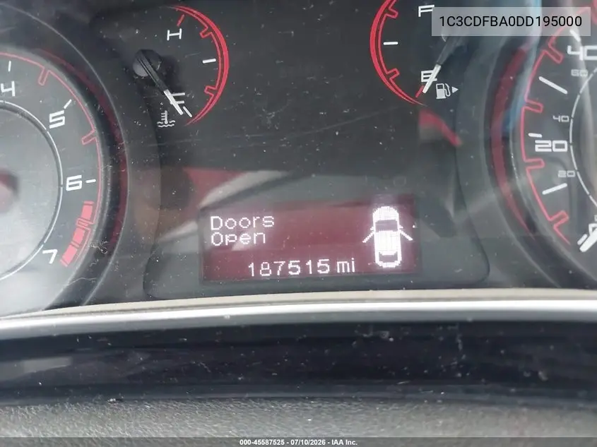 2013 Dodge Dart Sxt VIN: 1C3CDFBA0DD195000 Lot: 45587525