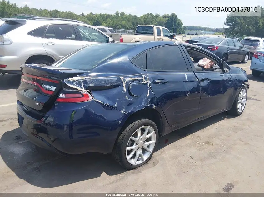 2013 Dodge Dart Sxt VIN: 1C3CDFBA0DD157816 Lot: 45589053