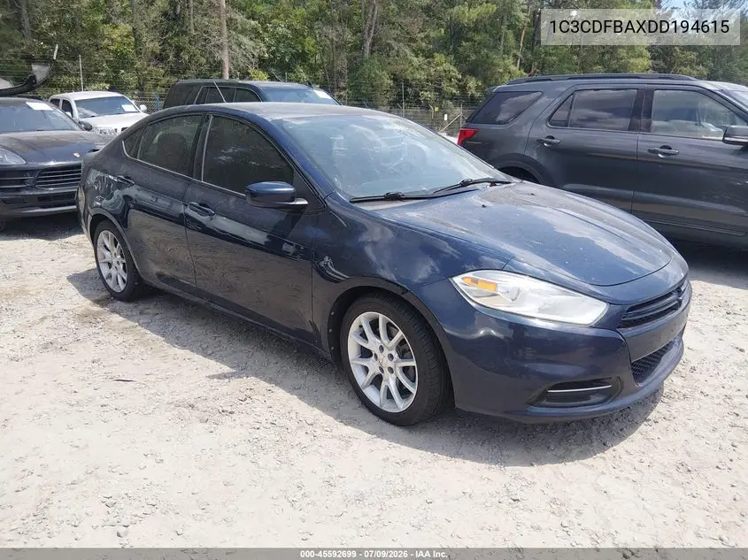 2013 Dodge Dart Sxt VIN: 1C3CDFBAXDD194615 Lot: 45592699