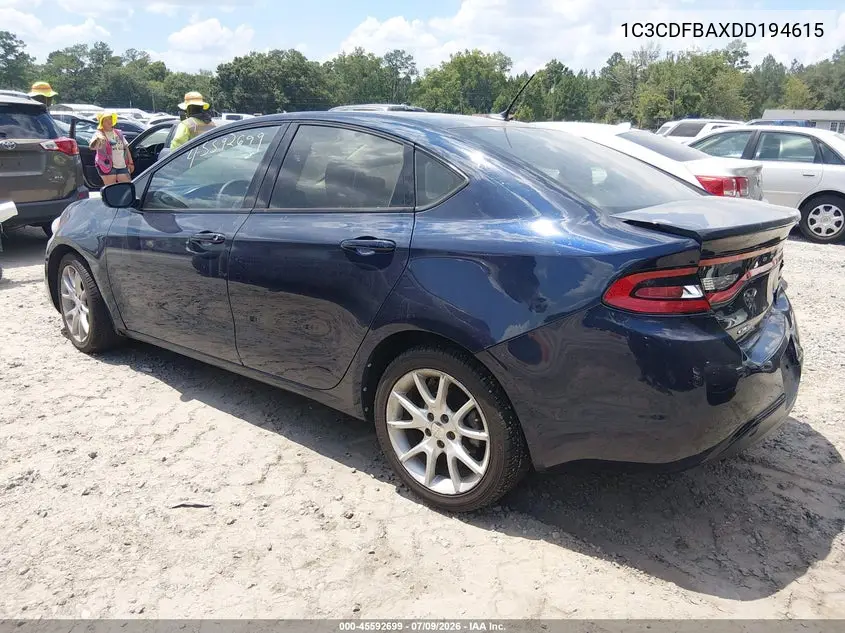 2013 Dodge Dart Sxt VIN: 1C3CDFBAXDD194615 Lot: 45592699