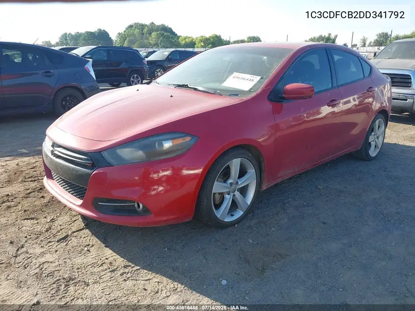 2013 Dodge Dart Gt VIN: 1C3CDFCB2DD341792 Lot: 45616448