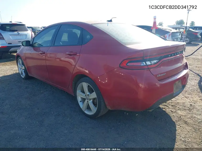 2013 Dodge Dart Gt VIN: 1C3CDFCB2DD341792 Lot: 45616448