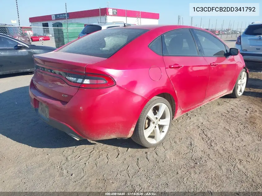 2013 Dodge Dart Gt VIN: 1C3CDFCB2DD341792 Lot: 45616448