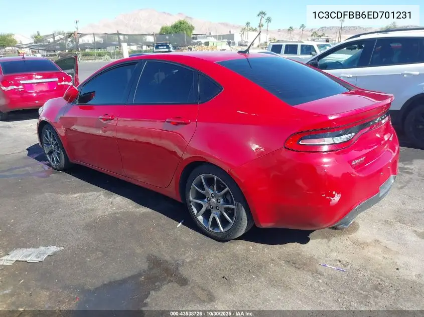 1C3CDFBB6ED701231 2014 Dodge Dart Sxt