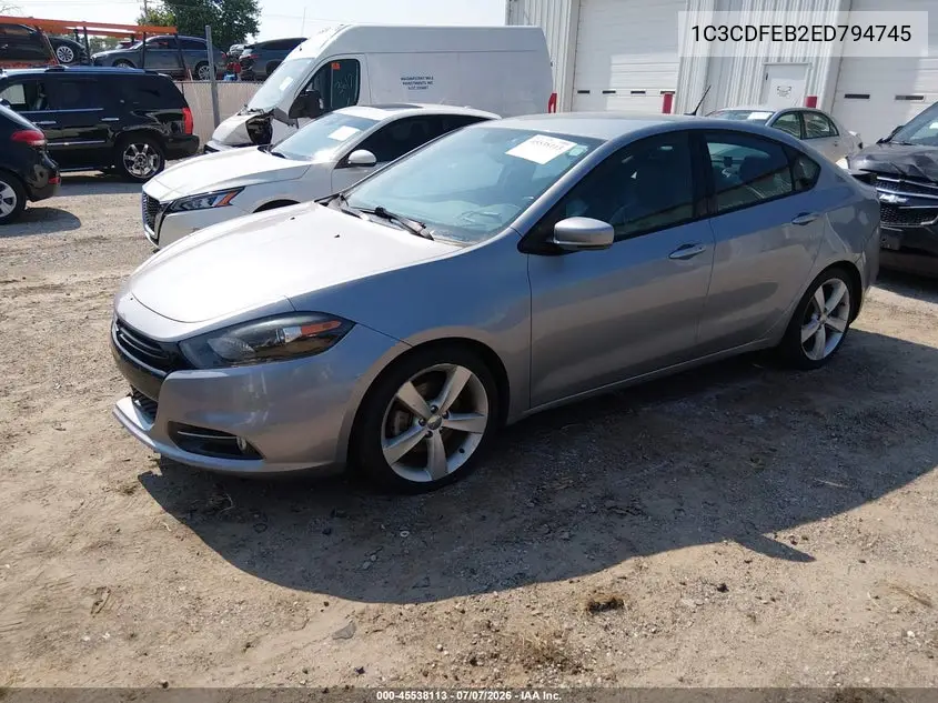 2014 Dodge Dart Gt VIN: 1C3CDFEB2ED794745 Lot: 45538113
