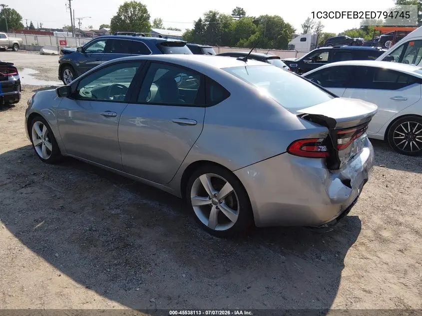 2014 Dodge Dart Gt VIN: 1C3CDFEB2ED794745 Lot: 45538113